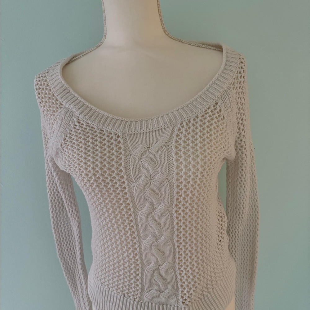 Aeropostale Women's Light Beige Cable Knit Sweater